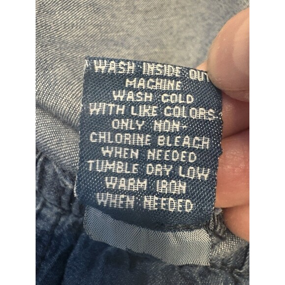 Denim Romper Spaghetti Straps Pleated Ruffles Buttons Pockets Size Small Noble - Picture 7 of 7